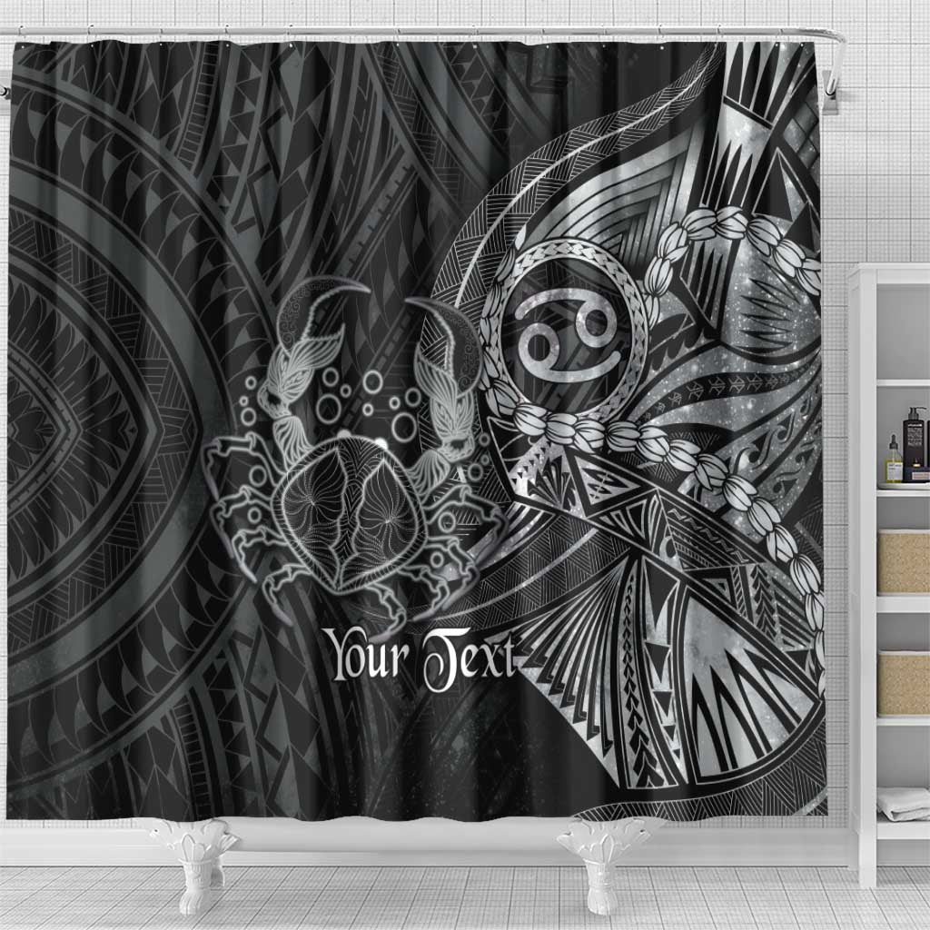 Personalised Polynesia Zodiac Cancer Shower Curtain Galaxy Polynesian Pattern Chest Tattoo Style