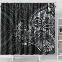 Personalised Polynesia Zodiac Cancer Shower Curtain Galaxy Polynesian Pattern Chest Tattoo Style