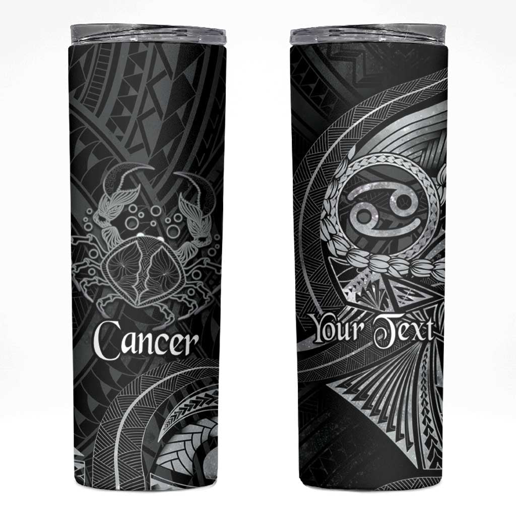 Personalised Polynesia Zodiac Cancer Skinny Tumbler Galaxy Polynesian Pattern Chest Tattoo Style LT14 Black - Polynesian Pride