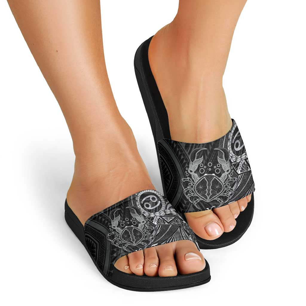 Personalised Polynesia Zodiac Cancer Slide Sandals Galaxy Polynesian Pattern Chest Tattoo Style LT14 - Polynesian Pride