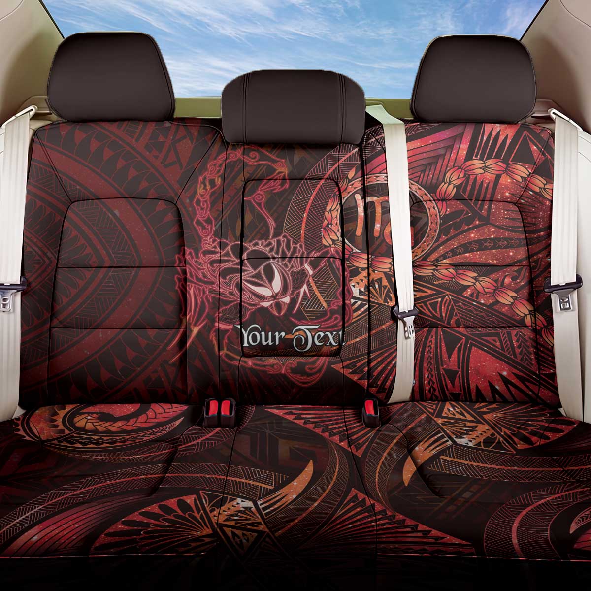 Personalised Polynesia Zodiac Scorpio Back Car Seat Cover Galaxy Polynesian Pattern Chest Tattoo Style