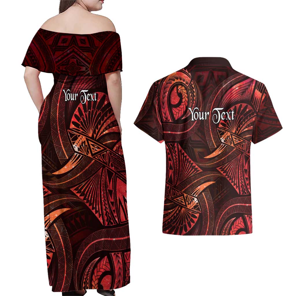 Personalised Polynesia Zodiac Scorpio Couples Matching Off Shoulder Maxi Dress and Hawaiian Shirt Galaxy Polynesian Pattern Chest Tattoo Style LT14 - Polynesian Pride