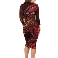 Personalised Polynesia Zodiac Scorpio Family Matching Long Sleeve Bodycon Dress and Hawaiian Shirt Galaxy Polynesian Pattern Chest Tattoo Style LT14 - Polynesian Pride