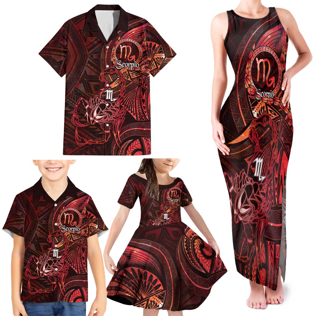 Personalised Polynesia Zodiac Scorpio Family Matching Tank Maxi Dress and Hawaiian Shirt Galaxy Polynesian Pattern Chest Tattoo Style LT14 - Polynesian Pride