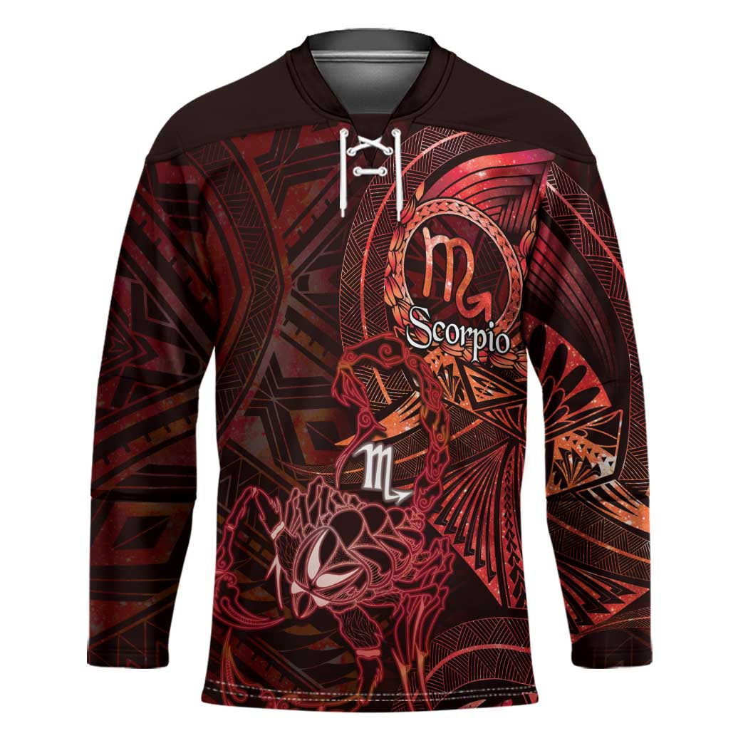 Personalised Polynesia Zodiac Scorpio Hockey Jersey Galaxy Polynesian Pattern Chest Tattoo Style