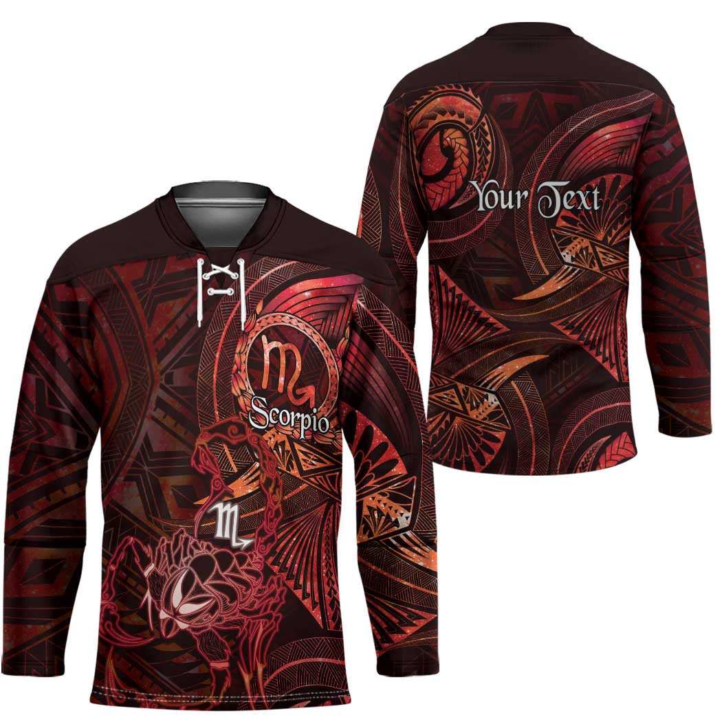 Personalised Polynesia Zodiac Scorpio Hockey Jersey Galaxy Polynesian Pattern Chest Tattoo Style