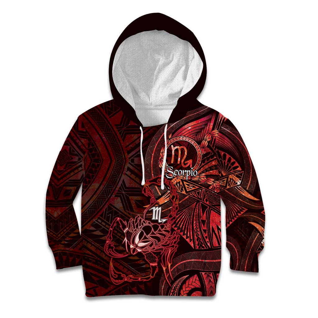 Personalised Polynesia Zodiac Scorpio Kid Hoodie Galaxy Polynesian Pattern Chest Tattoo Style
