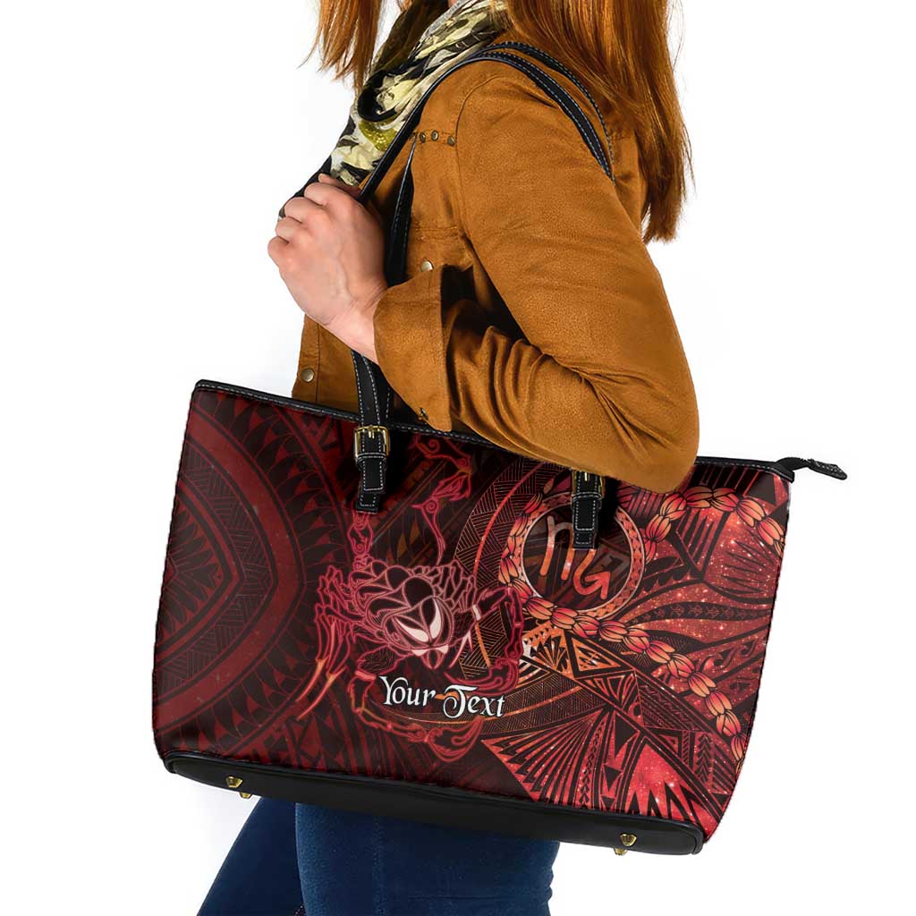 Personalised Polynesia Zodiac Scorpio Leather Tote Bag Galaxy Polynesian Pattern Chest Tattoo Style