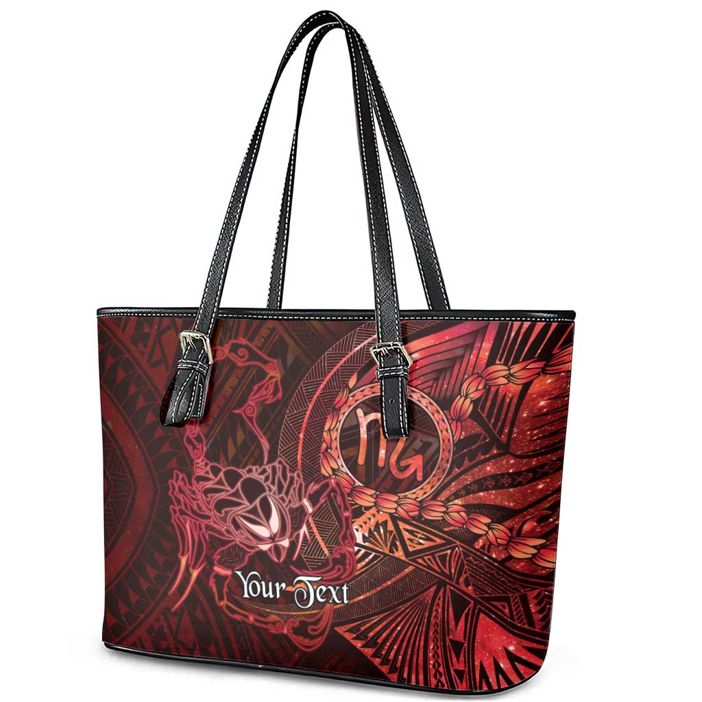 Personalised Polynesia Zodiac Scorpio Leather Tote Bag Galaxy Polynesian Pattern Chest Tattoo Style