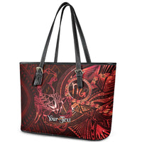 Personalised Polynesia Zodiac Scorpio Leather Tote Bag Galaxy Polynesian Pattern Chest Tattoo Style