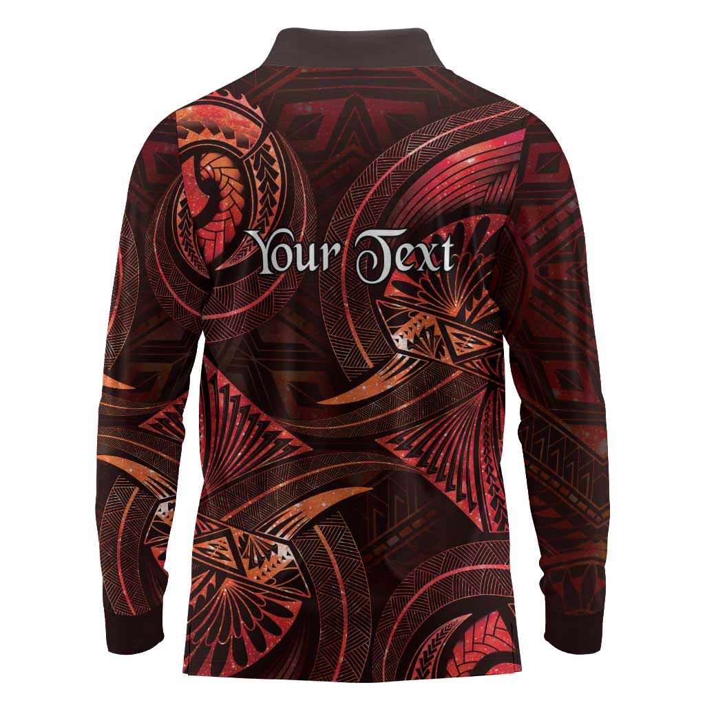 Personalised Polynesia Zodiac Scorpio Long Sleeve Polo Shirt Galaxy Polynesian Pattern Chest Tattoo Style LT14 - Polynesian Pride
