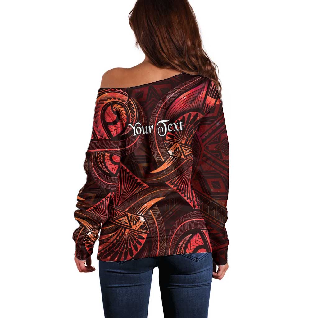 Personalised Polynesia Zodiac Scorpio Off Shoulder Sweater Galaxy Polynesian Pattern Chest Tattoo Style