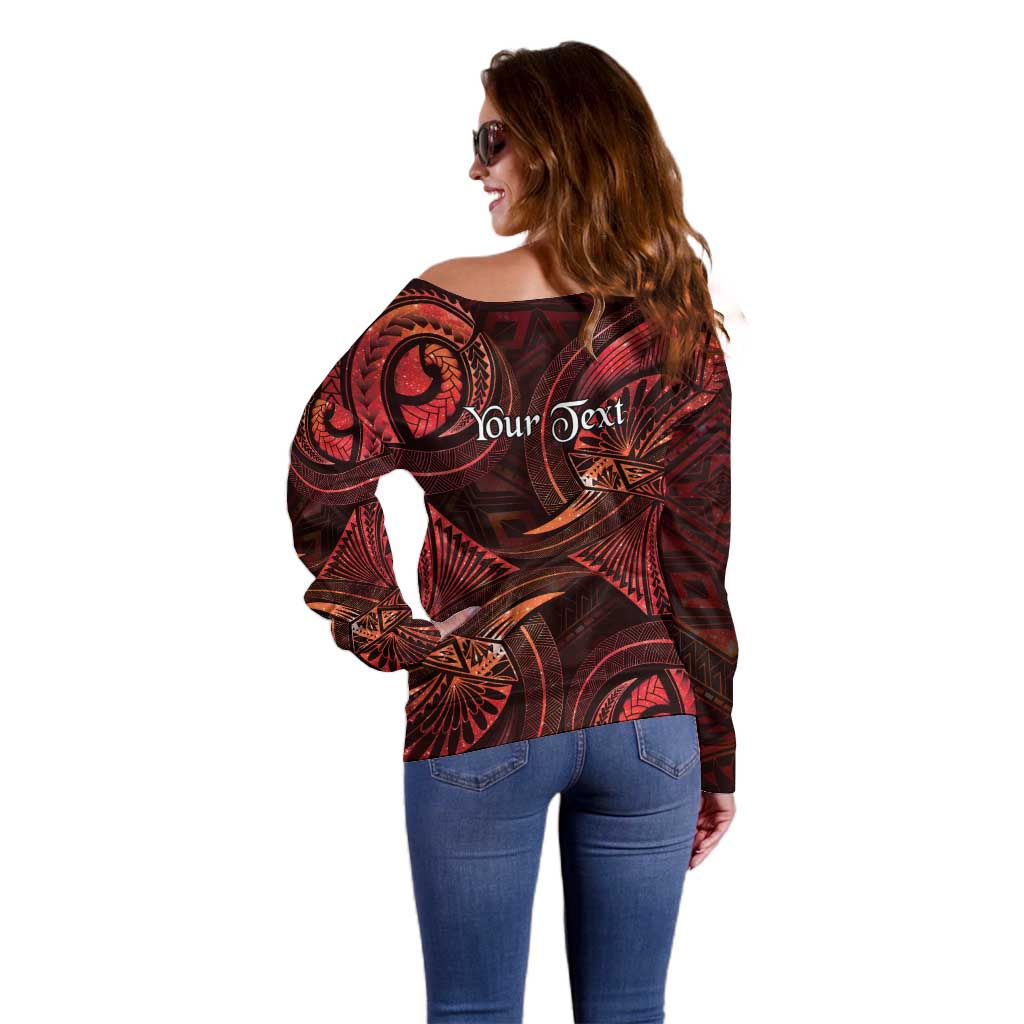 Personalised Polynesia Zodiac Scorpio Off Shoulder Sweater Galaxy Polynesian Pattern Chest Tattoo Style