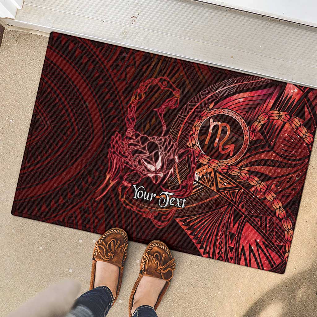Personalised Polynesia Zodiac Scorpio Rubber Doormat Galaxy Polynesian Pattern Chest Tattoo Style LT14 - Polynesian Pride