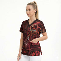 Personalised Polynesia Zodiac Scorpio Scrub Top Galaxy Polynesian Pattern Chest Tattoo Style LT14 - Polynesian Pride