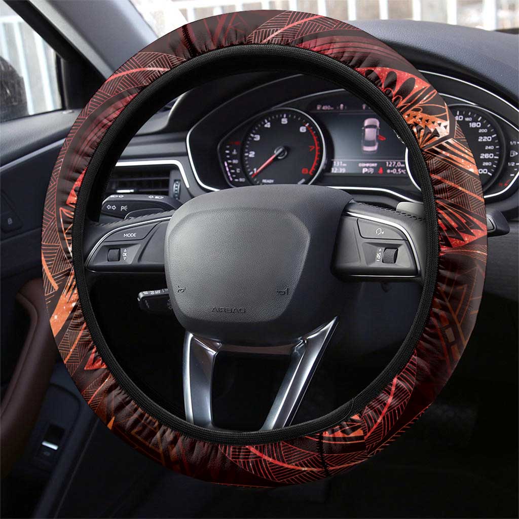 Polynesia Zodiac Scorpio Steering Wheel Cover Galaxy Polynesian Pattern Chest Tattoo Style