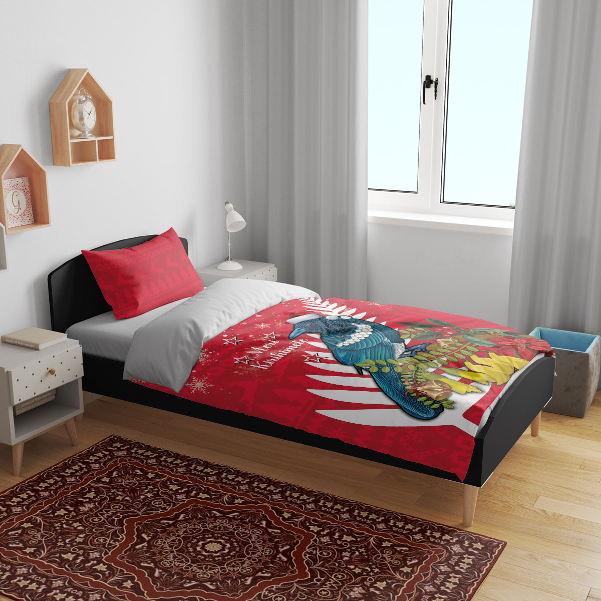 New Zealand Christmas In July Bedding Set Tui Bird With Kowhai Meri Kirihimete