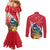 New Zealand Christmas In July Couples Matching Mermaid Dress and Long Sleeve Button Shirt Tui Bird With Kowhai Meri Kirihimete
