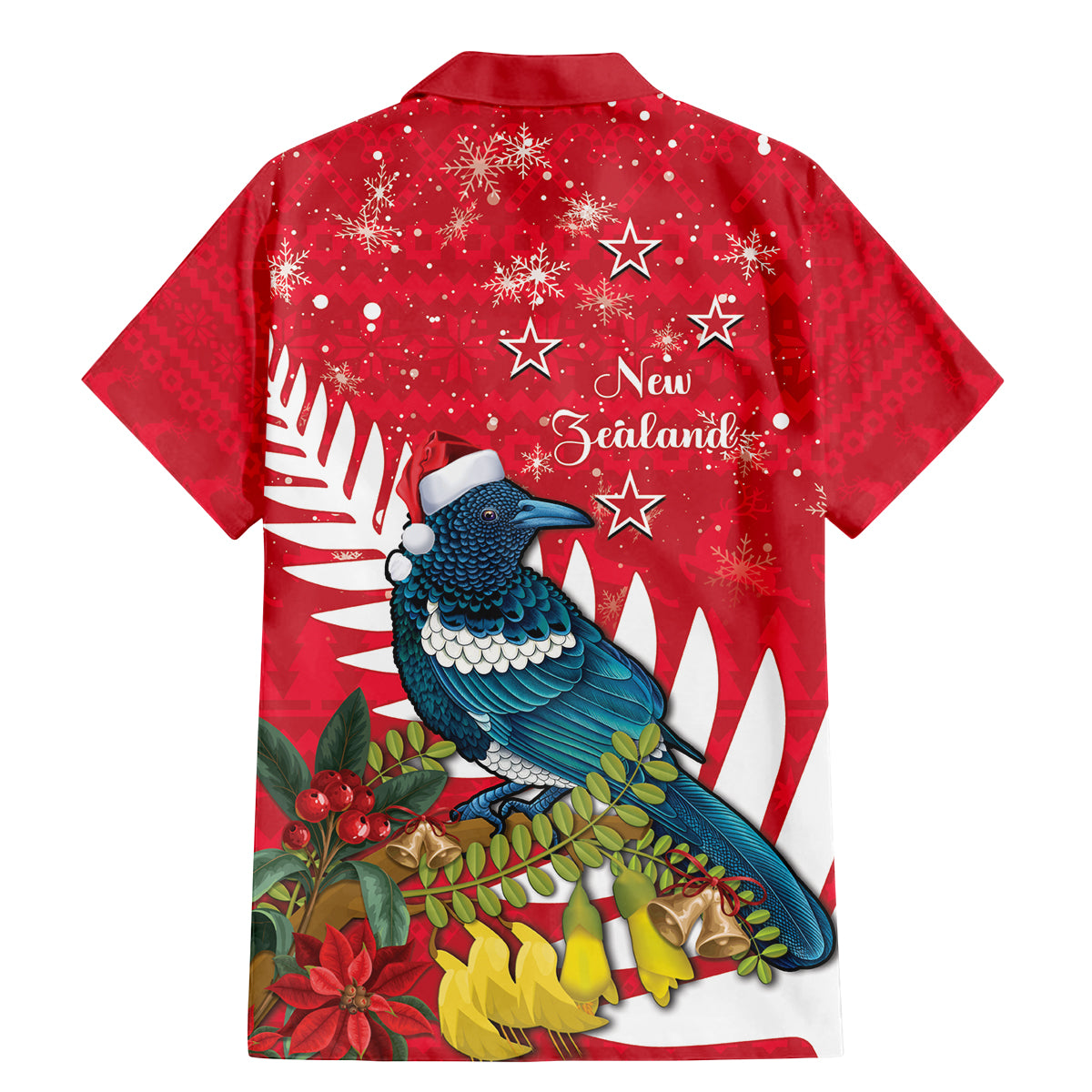 New Zealand Christmas In July Family Matching Mermaid Dress and Hawaiian Shirt Tui Bird With Kowhai Meri Kirihimete