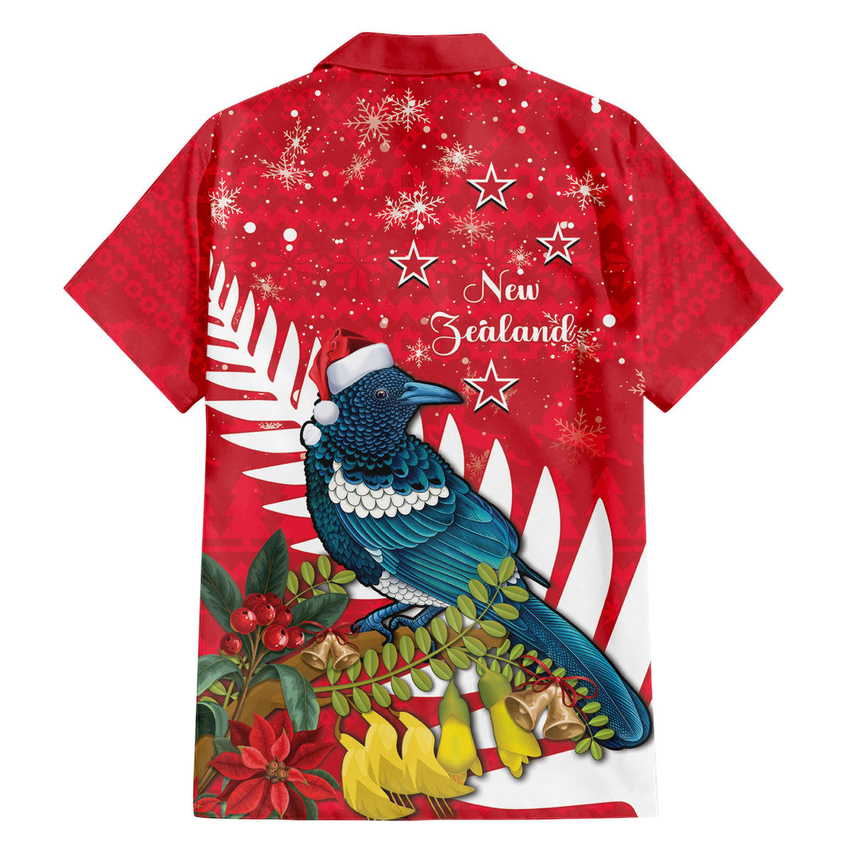 New Zealand Christmas In July Family Matching Short Sleeve Bodycon Dress and Hawaiian Shirt Tui Bird With Kowhai Meri Kirihimete LT14 - Polynesian Pride