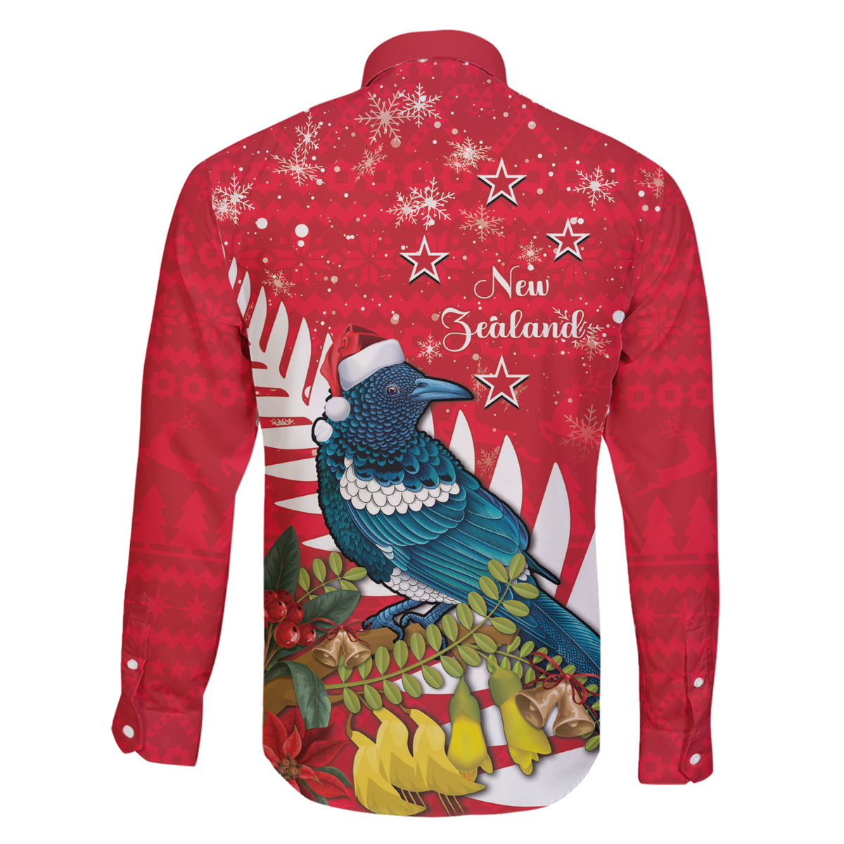 New Zealand Christmas In July Family Matching Short Sleeve Bodycon Dress and Hawaiian Shirt Tui Bird With Kowhai Meri Kirihimete LT14 - Polynesian Pride