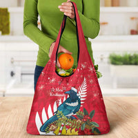 New Zealand Christmas In July Grocery Bag Tui Bird With Kowhai Meri Kirihimete