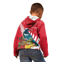 New Zealand Christmas In July Kid Hoodie Tui Bird With Kowhai Meri Kirihimete LT14