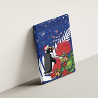 New Zealand Christmas In July Canvas Wall Art Fiordland Penguin With Pohutukawa Flower
