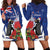 New Zealand Christmas In July Hoodie Dress Fiordland Penguin With Pohutukawa Flower