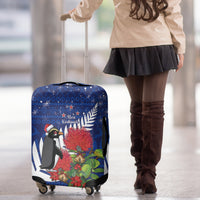 New Zealand Christmas In July Luggage Cover Fiordland Penguin With Pohutukawa Flower