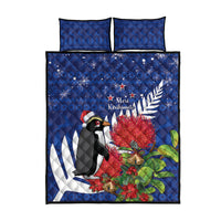 New Zealand Christmas In July Quilt Bed Set Fiordland Penguin With Pohutukawa Flower