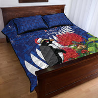 New Zealand Christmas In July Quilt Bed Set Fiordland Penguin With Pohutukawa Flower