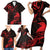 New Zealand Tui Bird Family Matching Short Sleeve Bodycon Dress and Hawaiian Shirt Aotearoa Maori Pattern - Red