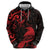 New Zealand Tui Bird Hoodie Aotearoa Maori Pattern - Red