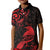 New Zealand Tui Bird Kid Polo Shirt Aotearoa Maori Pattern - Red