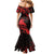 New Zealand Tui Bird Mermaid Dress Aotearoa Maori Pattern - Red