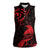 New Zealand Tui Bird Women Sleeveless Polo Shirt Aotearoa Maori Pattern - Red