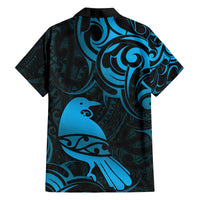 New Zealand Tui Bird Family Matching Tank Maxi Dress and Hawaiian Shirt Aotearoa Maori Pattern - Blue