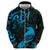 New Zealand Tui Bird Hoodie Aotearoa Maori Pattern - Blue