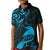 New Zealand Tui Bird Kid Polo Shirt Aotearoa Maori Pattern - Blue