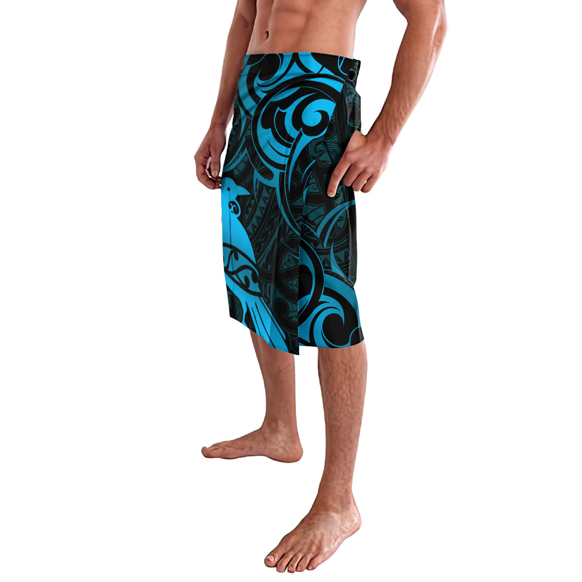 New Zealand Tui Bird Lavalava Aotearoa Maori Pattern - Blue