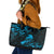 New Zealand Tui Bird Leather Tote Bag Aotearoa Maori Pattern - Blue