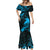 New Zealand Tui Bird Mermaid Dress Aotearoa Maori Pattern - Blue