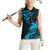 New Zealand Tui Bird Women Sleeveless Polo Shirt Aotearoa Maori Pattern - Blue