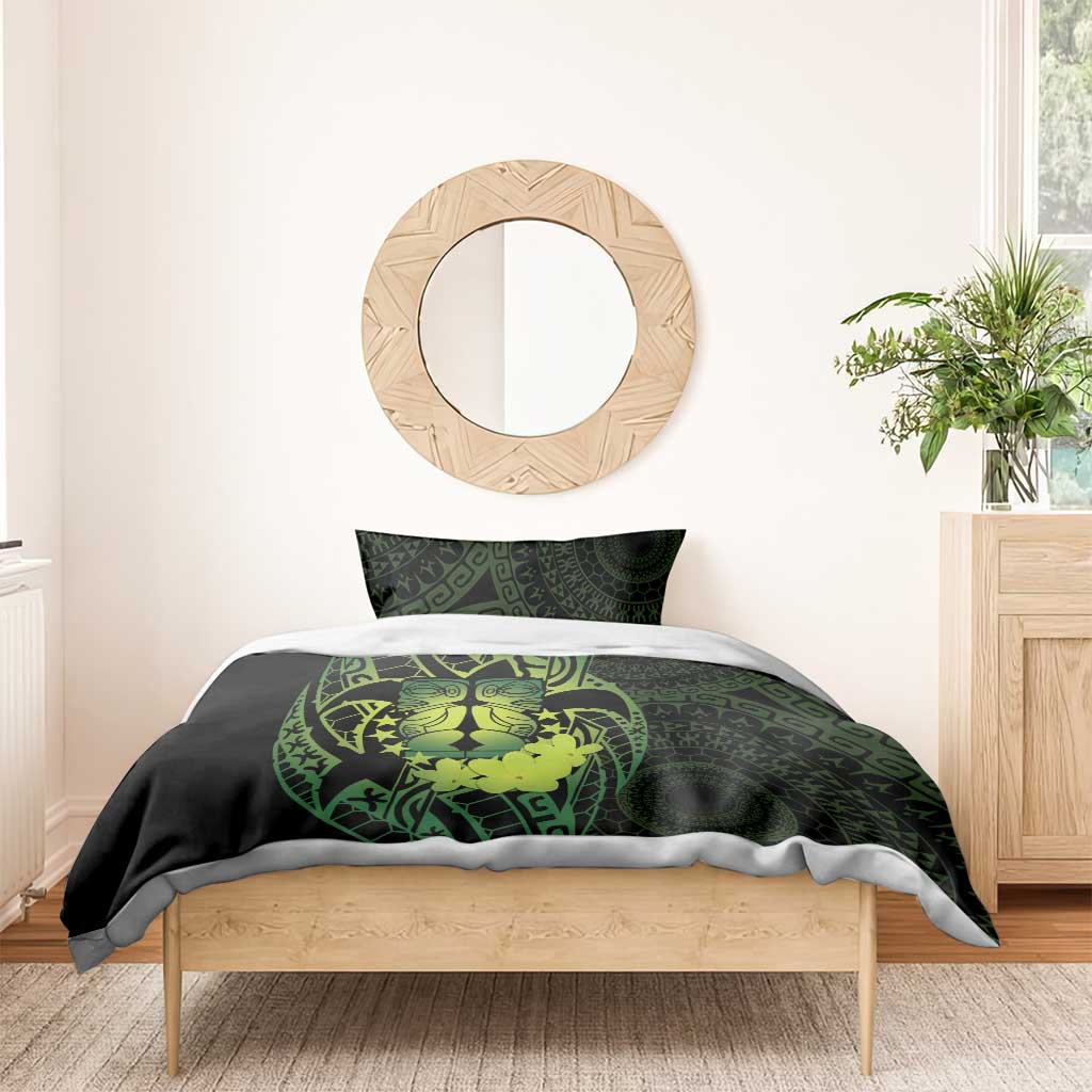 Kia Orana Kuki Airani Bedding Set Cook Islands Tangaroa God Tatau Green