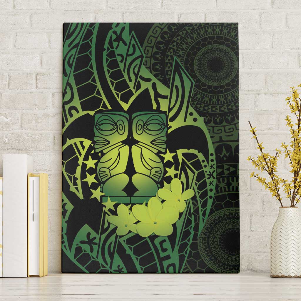 Kia Orana Kuki Airani Canvas Wall Art Cook Islands Tangaroa God Tatau Green