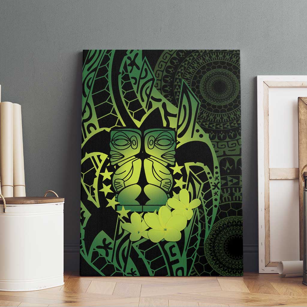 Kia Orana Kuki Airani Canvas Wall Art Cook Islands Tangaroa God Tatau Green