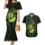 Kia Orana Kuki Airani Couples Matching Mermaid Dress and Hawaiian Shirt Cook Islands Tangaroa God Tatau Green