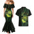 Kia Orana Kuki Airani Couples Matching Mermaid Dress and Hawaiian Shirt Cook Islands Tangaroa God Tatau Green