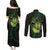 Kia Orana Kuki Airani Couples Matching Puletasi and Long Sleeve Button Shirt Cook Islands Tangaroa God Tatau Green